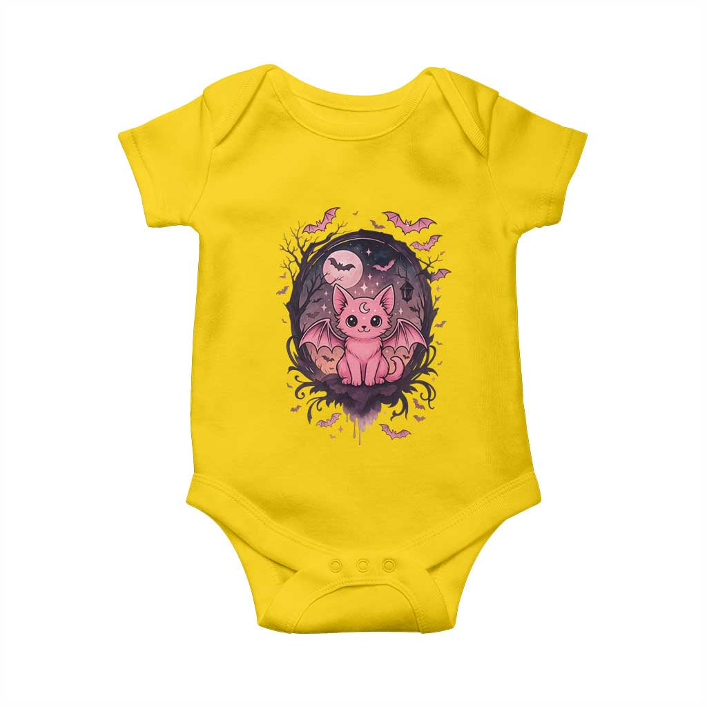 Cute Pastel Goth Bat Cat Baby Onesie Funny Gothic Halloween Art TS12 Daisy Print Your Wear