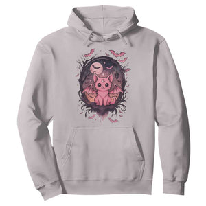 Cute Pastel Goth Bat Cat Hoodie Funny Gothic Halloween Art TS12 Ice Gray Print Your Wear