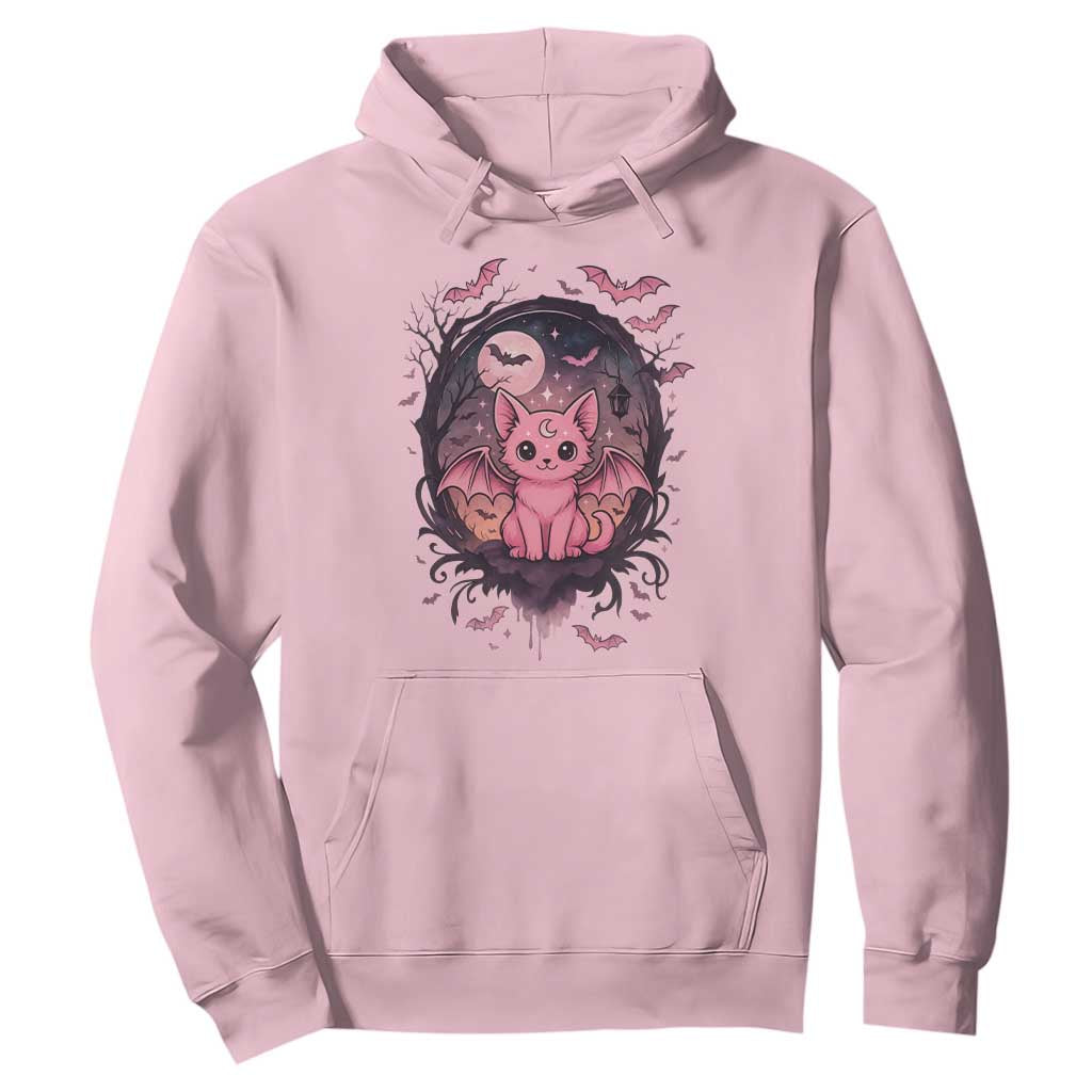 Cute Pastel Goth Bat Cat Hoodie Funny Gothic Halloween Art TS12 Light Pink Print Your Wear