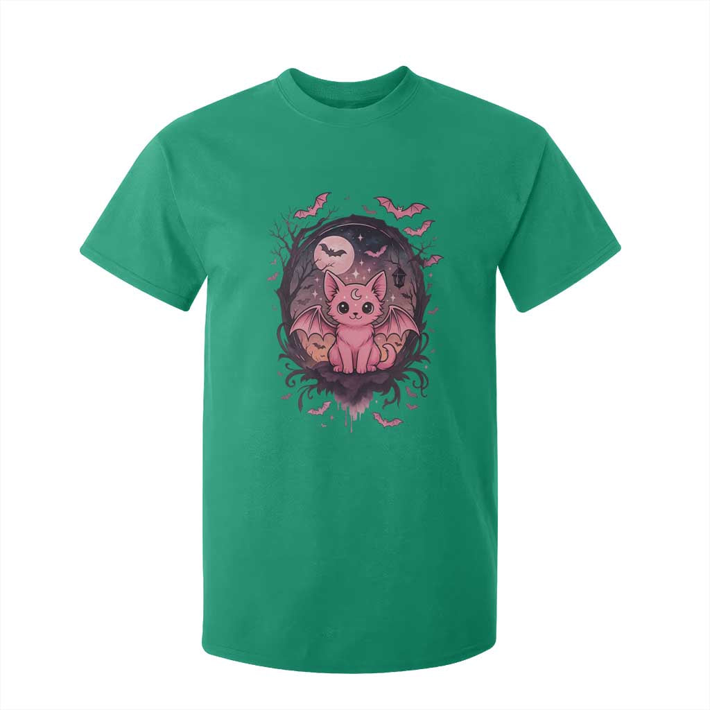Cute Pastel Goth Bat Cat T Shirt For Kid Funny Gothic Halloween Art TS12 Irish Green Print Your Wear