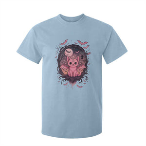 Cute Pastel Goth Bat Cat T Shirt For Kid Funny Gothic Halloween Art TS12 Light Blue Print Your Wear