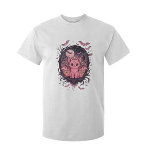 Cute Pastel Goth Bat Cat T Shirt For Kid Funny Gothic Halloween Art TS12 White Print Your Wear