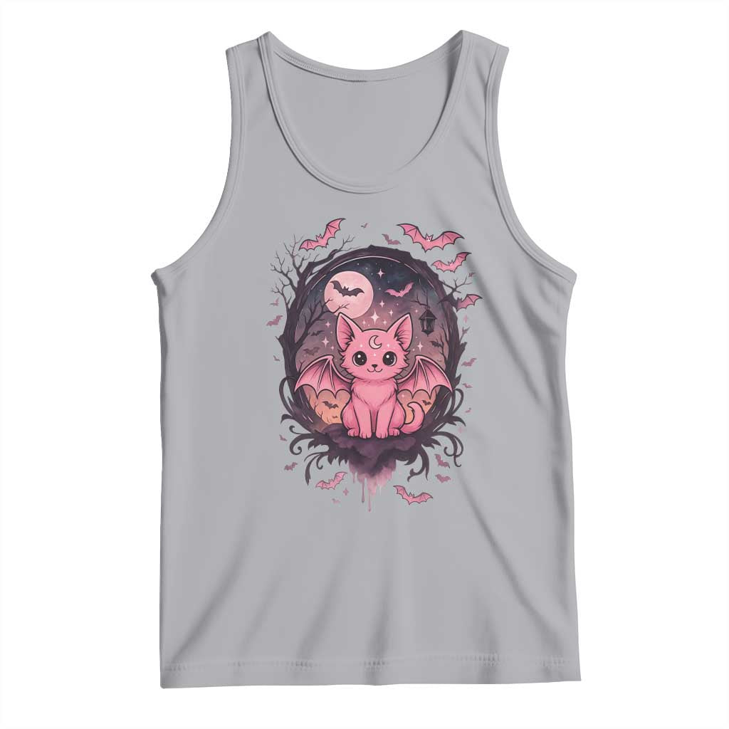 Cute Pastel Goth Bat Cat Tank Top Funny Gothic Halloween Art TS12 Athletic Heather Print Your Wear