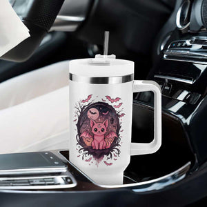 Cute Pastel Goth Bat Cat Tumbler With Handle Funny Gothic Halloween Art TS12 Print Your Wear