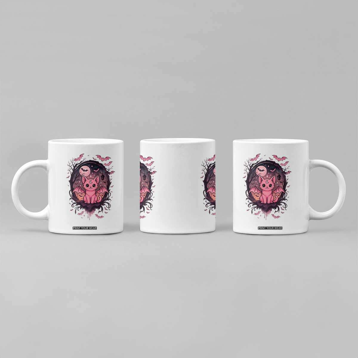 Cute Pastel Goth Bat Cat Coffee Mug Funny Gothic Halloween Art TS12 Print Your Wear