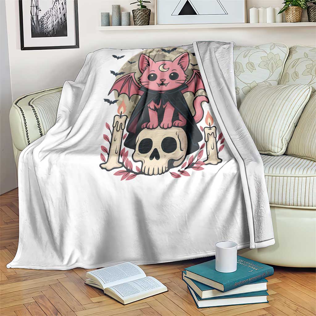 Cute Pastel Goth Vampire Cat Throw Blanket Funny Gothic Halloween Art TS12 Print Your Wear