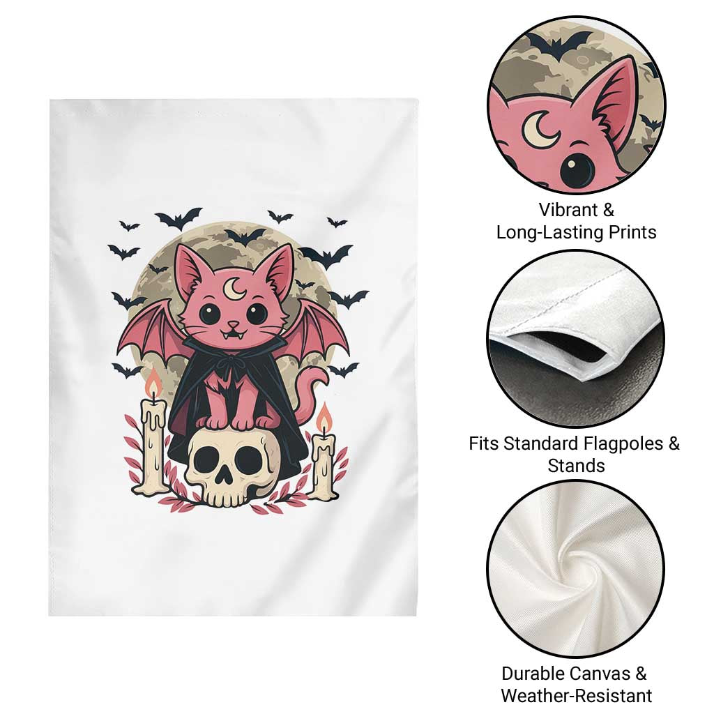 Cute Pastel Goth Vampire Cat Garden Flag Funny Gothic Halloween Art TS12 Print Your Wear
