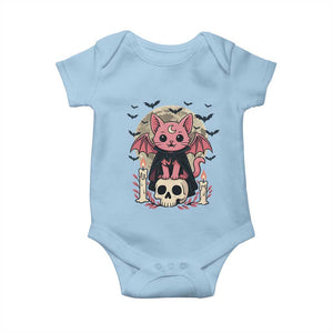 Cute Pastel Goth Vampire Cat Baby Onesie Funny Gothic Halloween Art TS12 Light Blue Print Your Wear