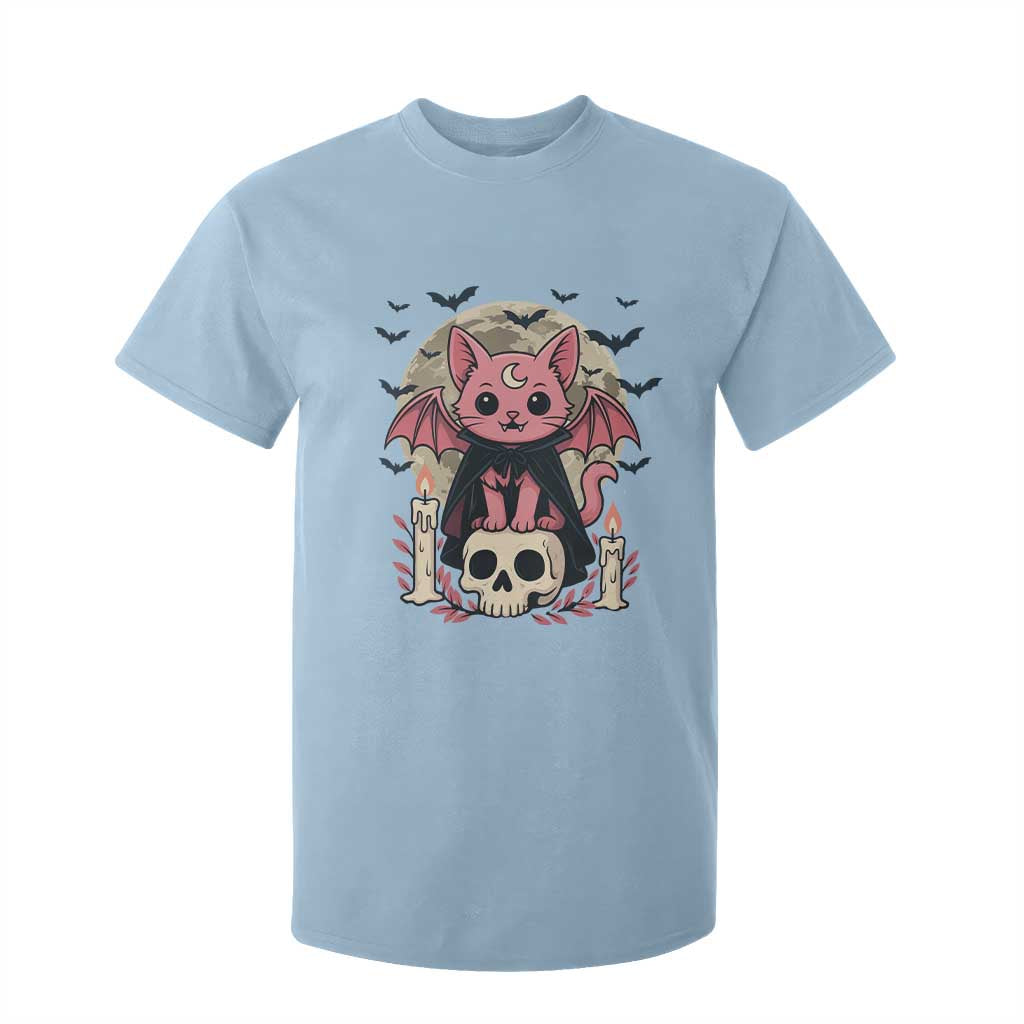 Cute Pastel Goth Vampire Cat T Shirt For Kid Funny Gothic Halloween Art TS12 Light Blue Print Your Wear