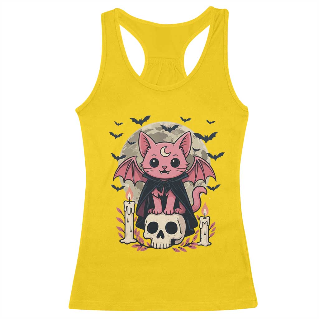 Cute Pastel Goth Vampire Cat Racerback Tank Top Funny Gothic Halloween Art TS12 Daisy Print Your Wear