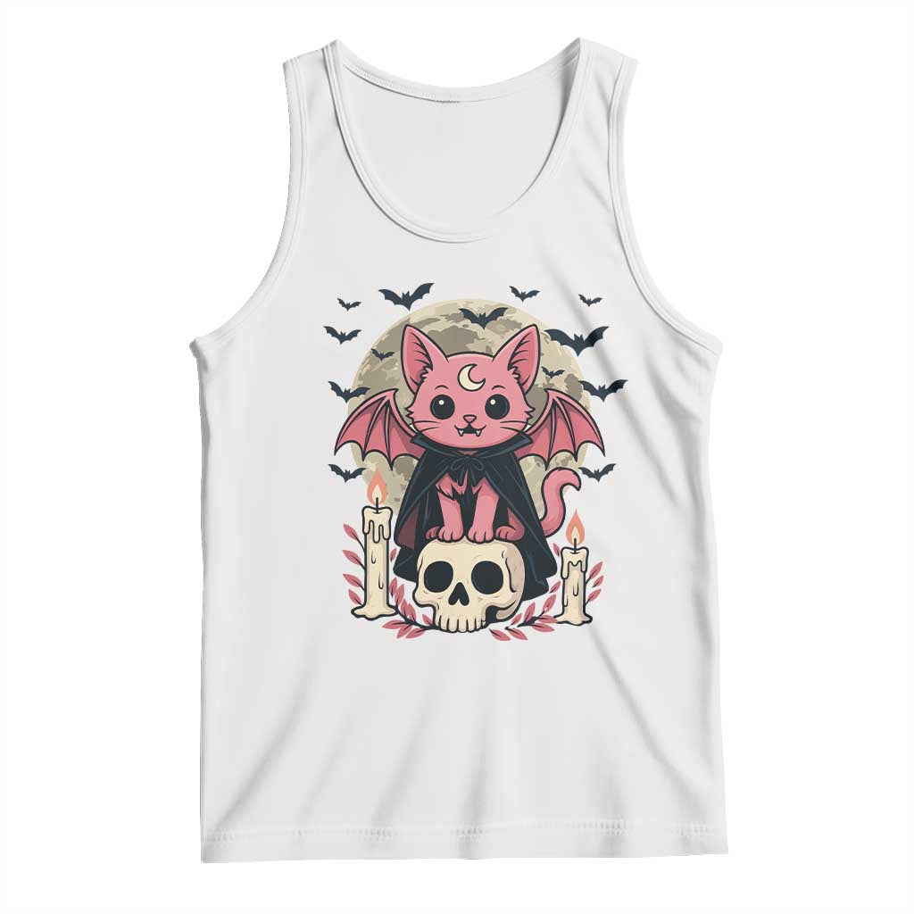 Cute Pastel Goth Vampire Cat Tank Top Funny Gothic Halloween Art TS12 White Print Your Wear