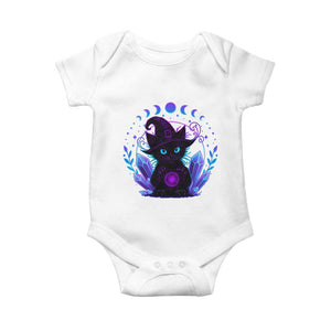 Witchy Black Cat Baby Onesie Funny Spellcasting Pastel Goth Aesthetic TS12 White Print Your Wear