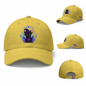 Witchy Black Cat Baseball Cap Funny Spellcasting Pastel Goth Aesthetic TS12 Baseball Cap Universal Fit Yellow Print Your Wear