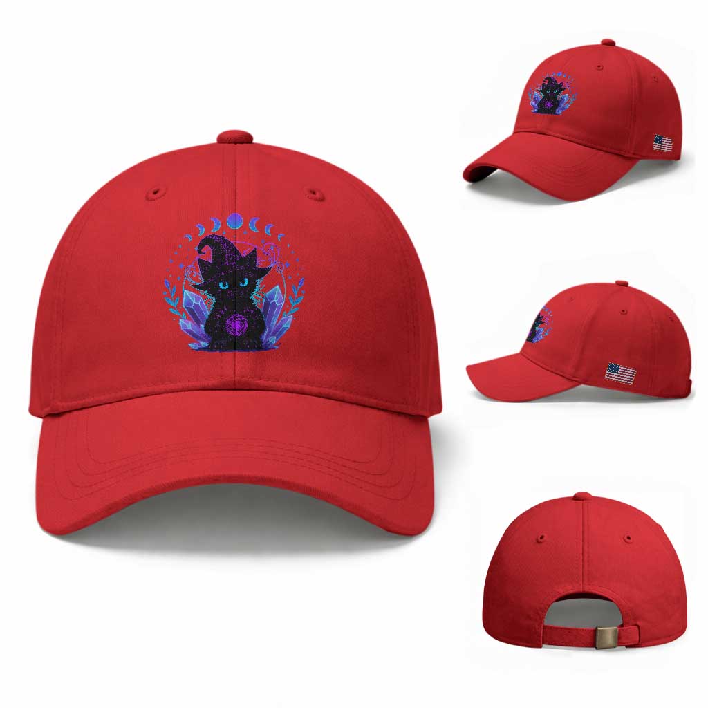 Witchy Black Cat Baseball Cap Funny Spellcasting Pastel Goth Aesthetic TS12 Baseball Cap Universal Fit Red Print Your Wear