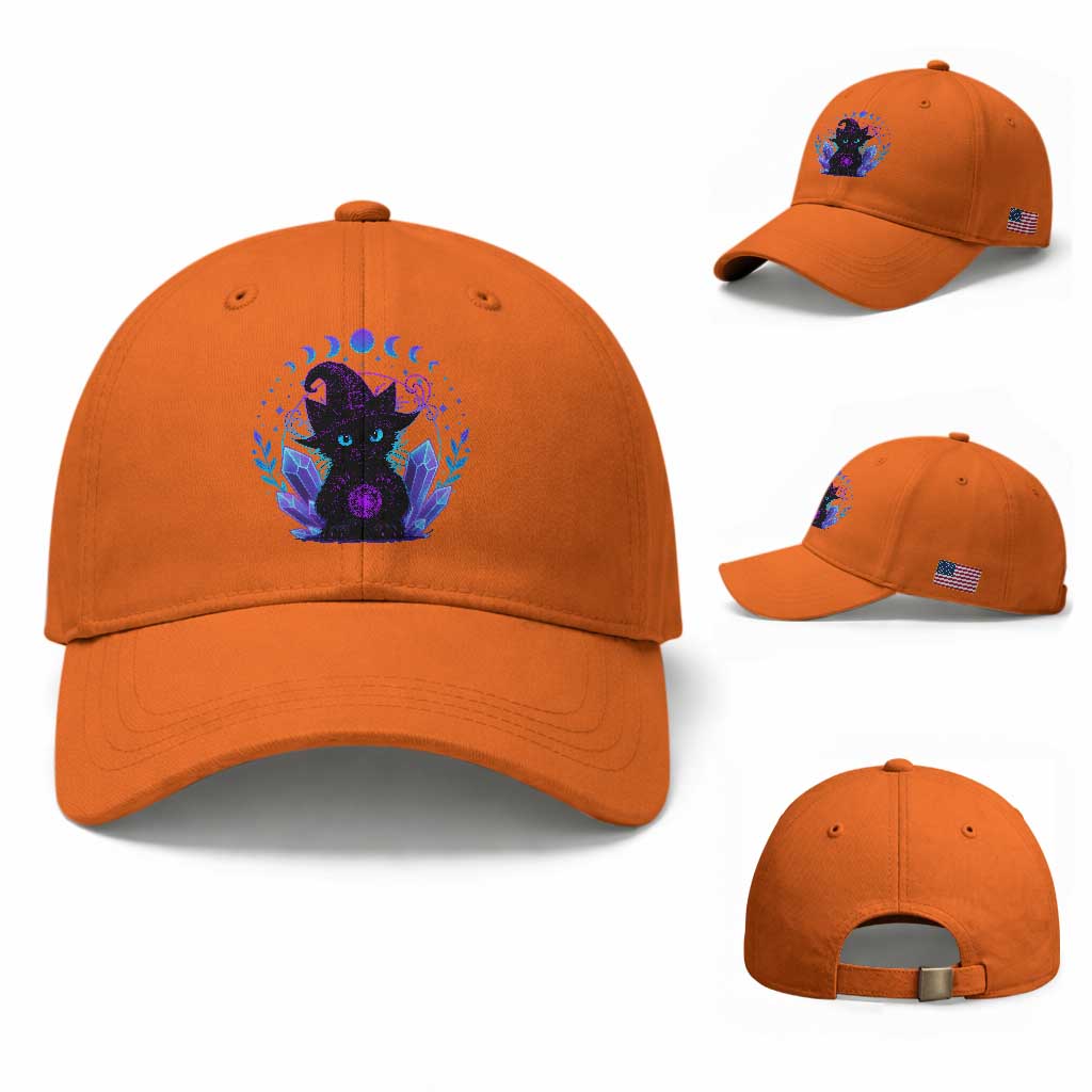 Witchy Black Cat Baseball Cap Funny Spellcasting Pastel Goth Aesthetic TS12 Baseball Cap Universal Fit Orange Print Your Wear