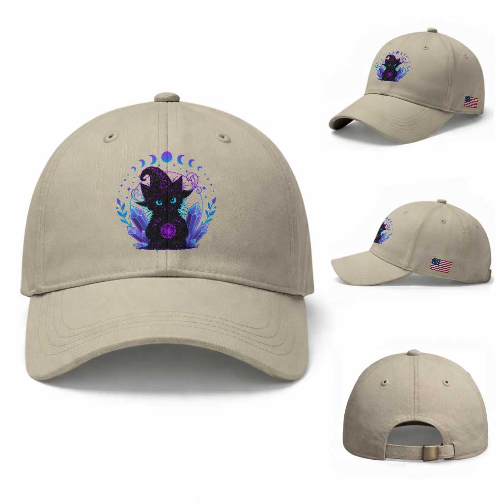 Witchy Black Cat Baseball Cap Funny Spellcasting Pastel Goth Aesthetic TS12 Baseball Cap Universal Fit Beige Print Your Wear