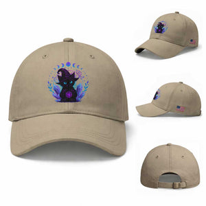 Witchy Black Cat Baseball Cap Funny Spellcasting Pastel Goth Aesthetic TS12 Baseball Cap Universal Fit Khaki Print Your Wear