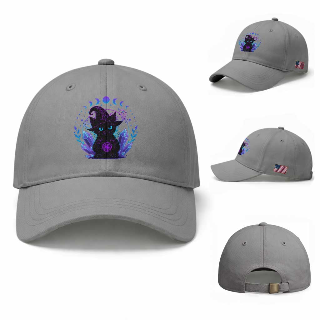 Witchy Black Cat Baseball Cap Funny Spellcasting Pastel Goth Aesthetic TS12 Baseball Cap Universal Fit Sport Gray Print Your Wear