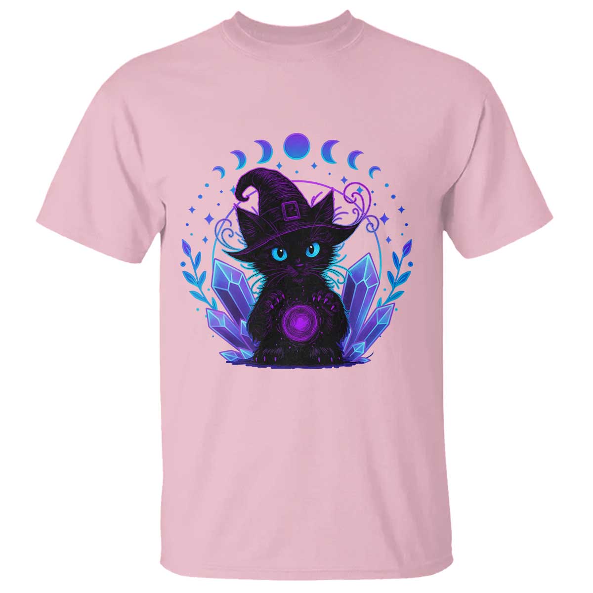 Witchy Black Cat T Shirt Funny Spellcasting Pastel Goth Aesthetic TS12 Light Pink Print Your Wear