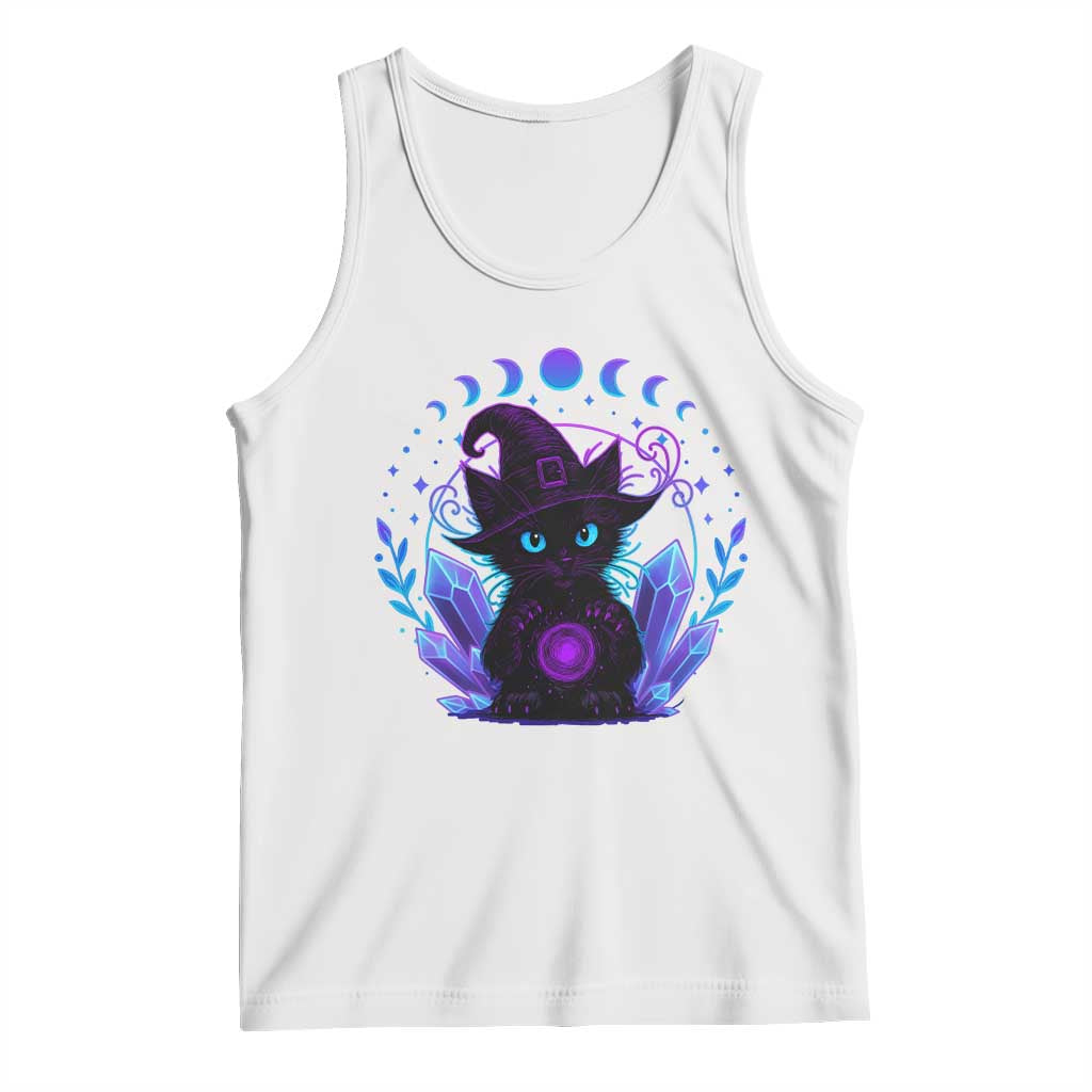 Witchy Black Cat Tank Top Funny Spellcasting Pastel Goth Aesthetic TS12 White Print Your Wear