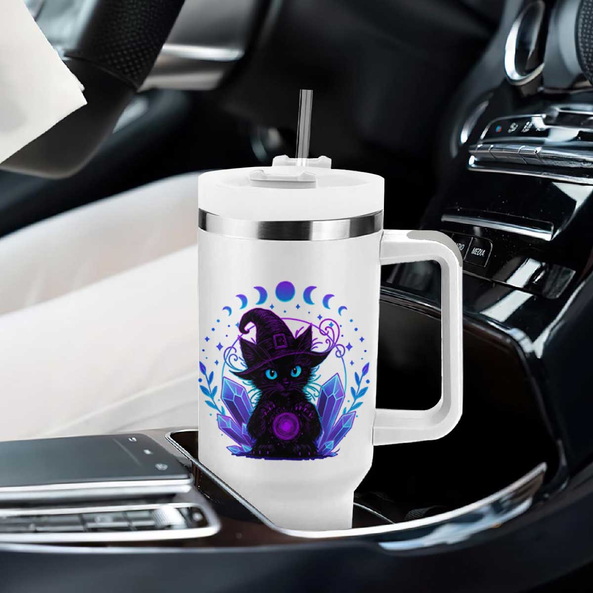 Witchy Black Cat Tumbler With Handle Funny Spellcasting Pastel Goth Aesthetic TS12 Print Your Wear