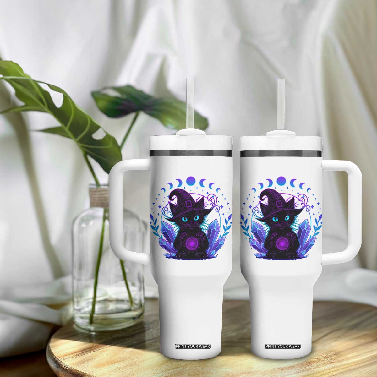 Witchy Black Cat Tumbler With Handle Funny Spellcasting Pastel Goth Aesthetic TS12 Print Your Wear