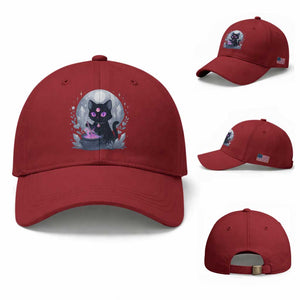 Witchy Black Cat Baseball Cap Brewing Magic Funny Pastel Goth Art TS12 Baseball Cap Universal Fit Cherry Red Print Your Wear