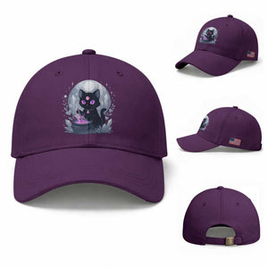 Witchy Black Cat Baseball Cap Brewing Magic Funny Pastel Goth Art TS12 Baseball Cap Universal Fit Purple Print Your Wear