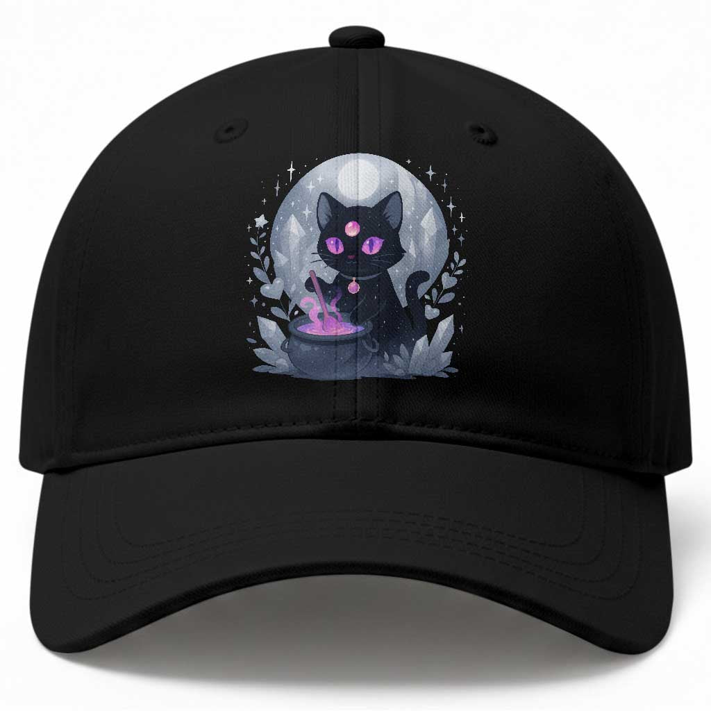 Witchy Black Cat Baseball Cap Brewing Magic Funny Pastel Goth Art TS12 Print Your Wear