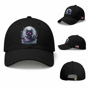 Witchy Black Cat Baseball Cap Brewing Magic Funny Pastel Goth Art TS12 Baseball Cap Universal Fit Black Print Your Wear