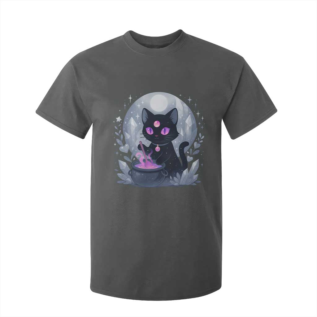 Witchy Black Cat T Shirt For Kid Brewing Magic Funny Pastel Goth Art TS12 Dark Heather Print Your Wear
