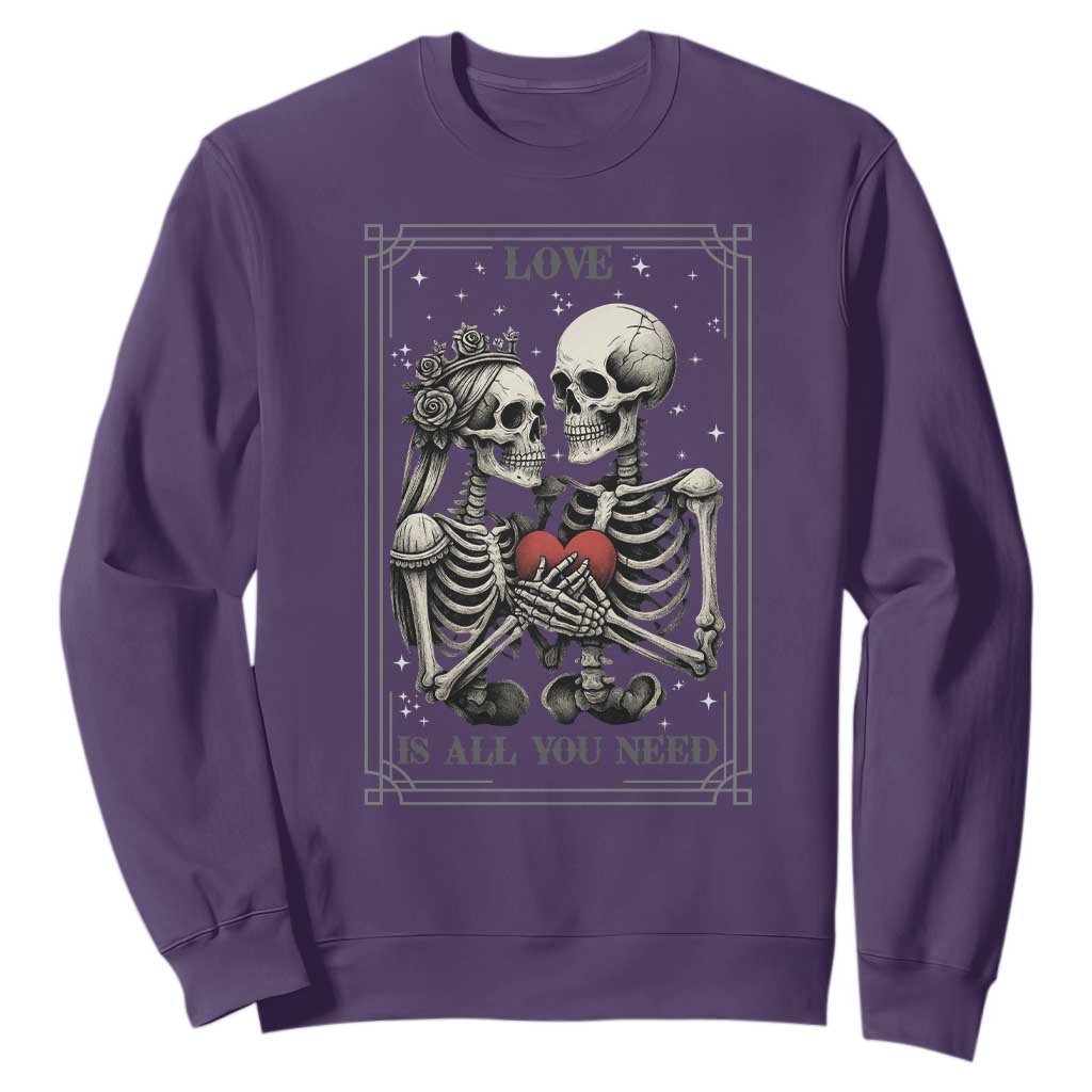 Love Is All You Need Sweatshirt Skeleton Lovers Funny Halloween Tarot TS12 Purple Print Your Wear