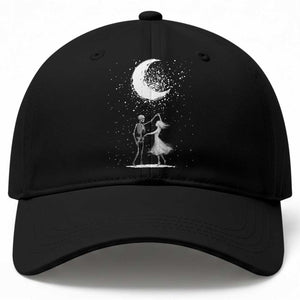 Skeleton Lover Dancing Under The Moon Dark Romantic Art Baseball Cap TS12 Print Your Wear