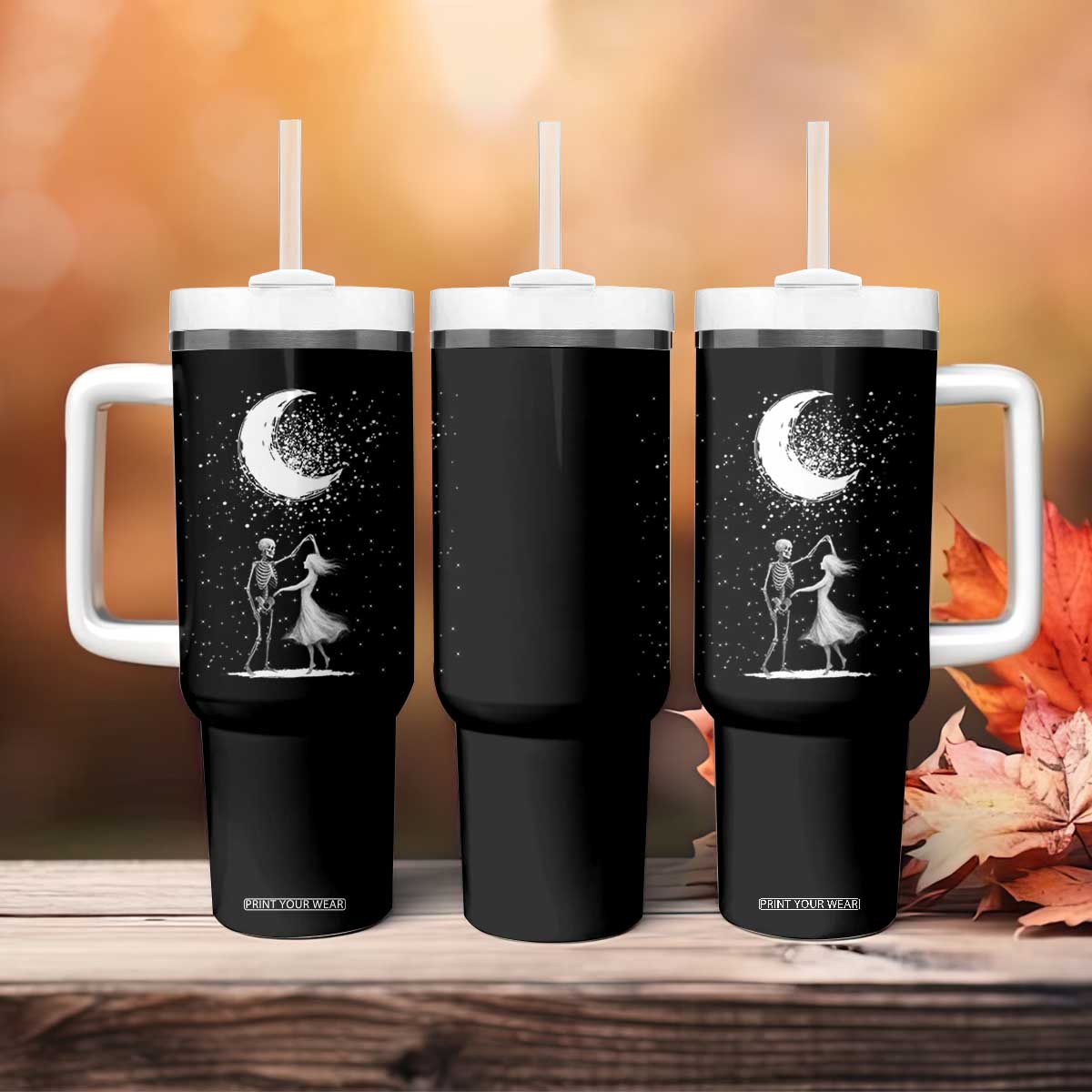 Skeleton Lover Dancing Under The Moon Dark Romantic Art Tumbler With Handle TS12 Print Your Wear