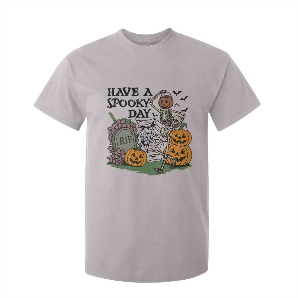Funny Halloween Skeleton T Shirt For Kid Have A Spooky Day TS12 Ice Gray Print Your Wear