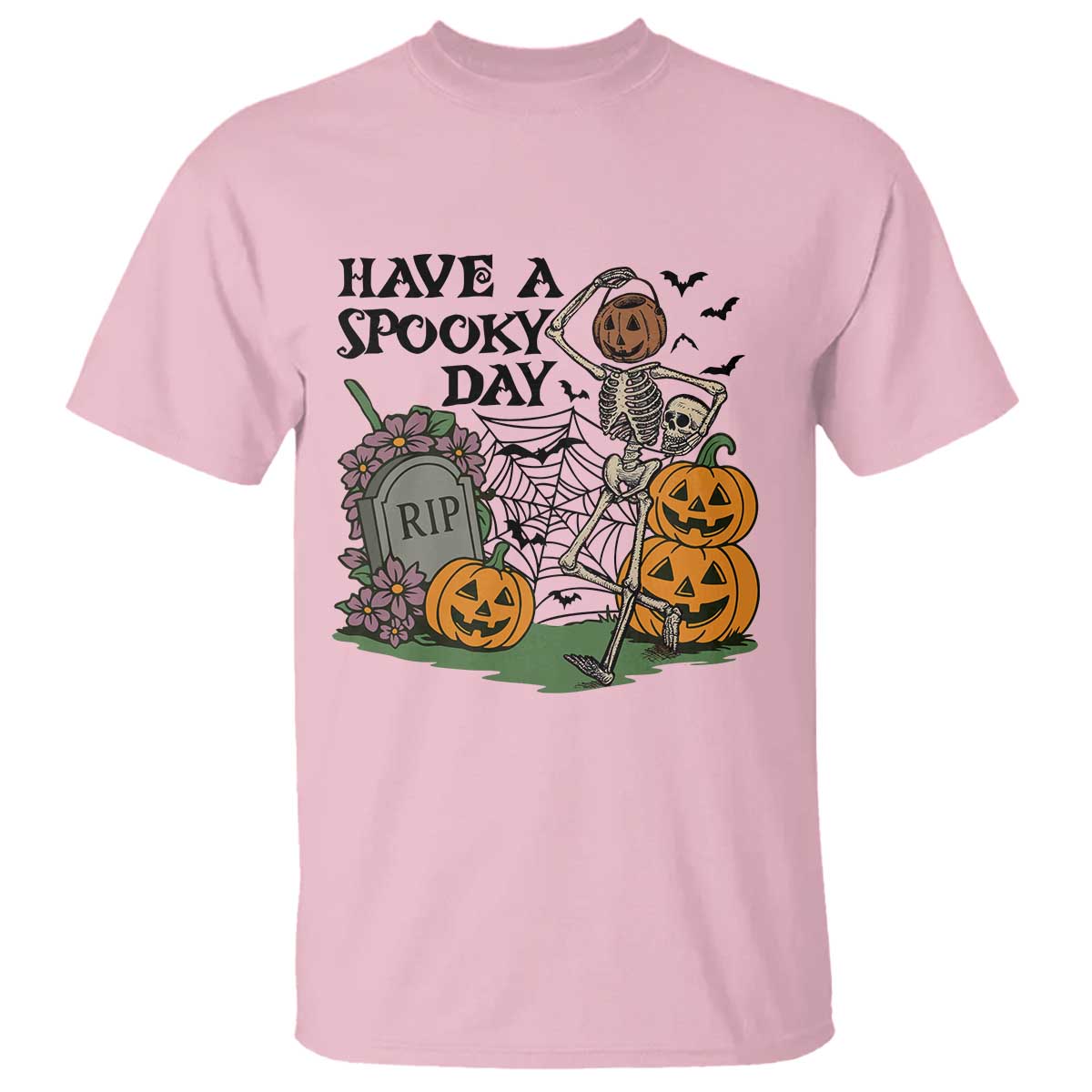 Funny Halloween Skeleton T Shirt Have A Spooky Day TS12 Light Pink Print Your Wear