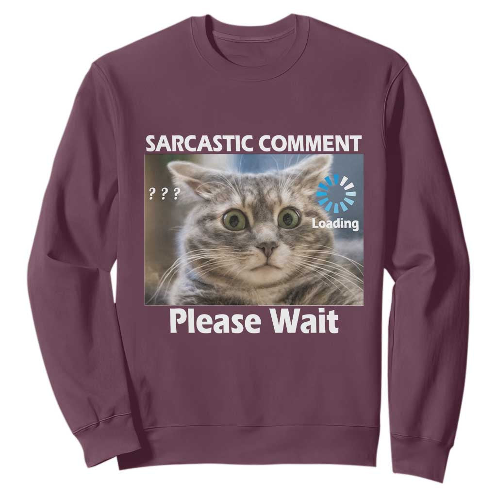 Sarcastic Comment Loading Please Wait Sweatshirt Funny Cat Meme Gift TS12 Maroon Print Your Wear