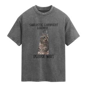 Funny Cat Meme Sarcastic Washed Cotton T-Shirt Sarcastic Comment Loading