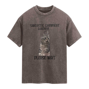 Funny Cat Meme Sarcastic Washed Cotton T-Shirt Sarcastic Comment Loading
