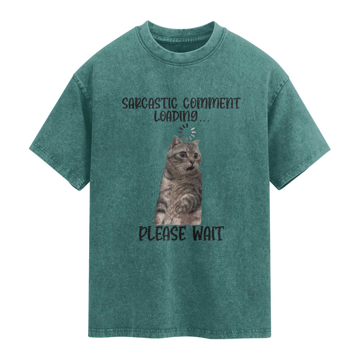 Funny Cat Meme Sarcastic Washed Cotton T-Shirt Sarcastic Comment Loading