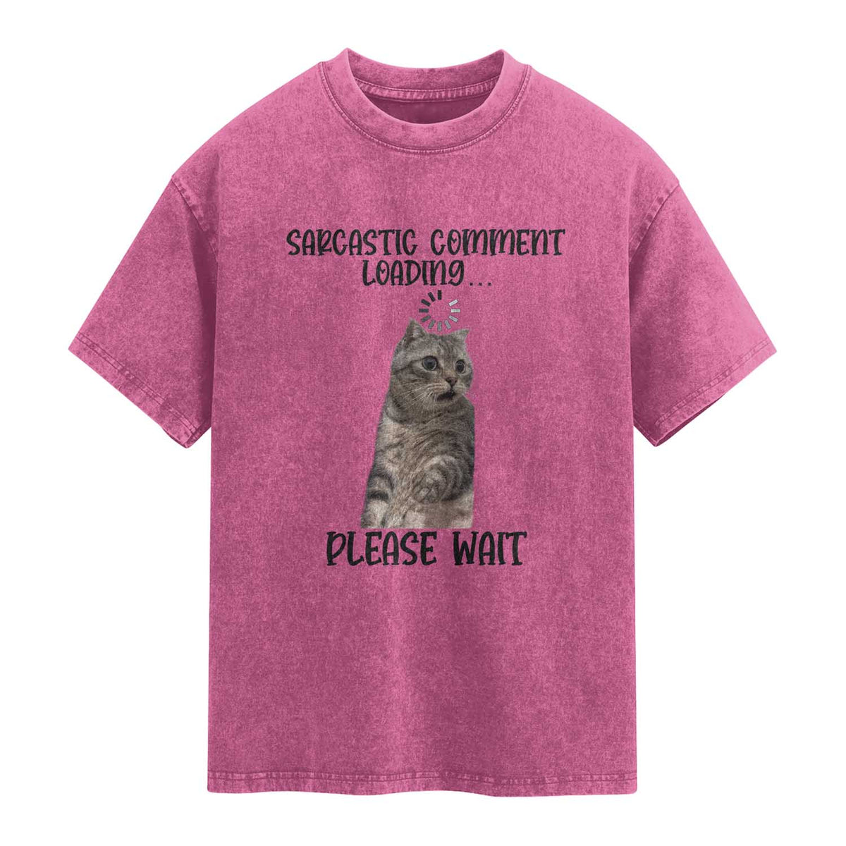 Funny Cat Meme Sarcastic Washed Cotton T-Shirt Sarcastic Comment Loading