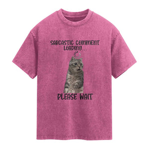 Funny Cat Meme Sarcastic Washed Cotton T-Shirt Sarcastic Comment Loading