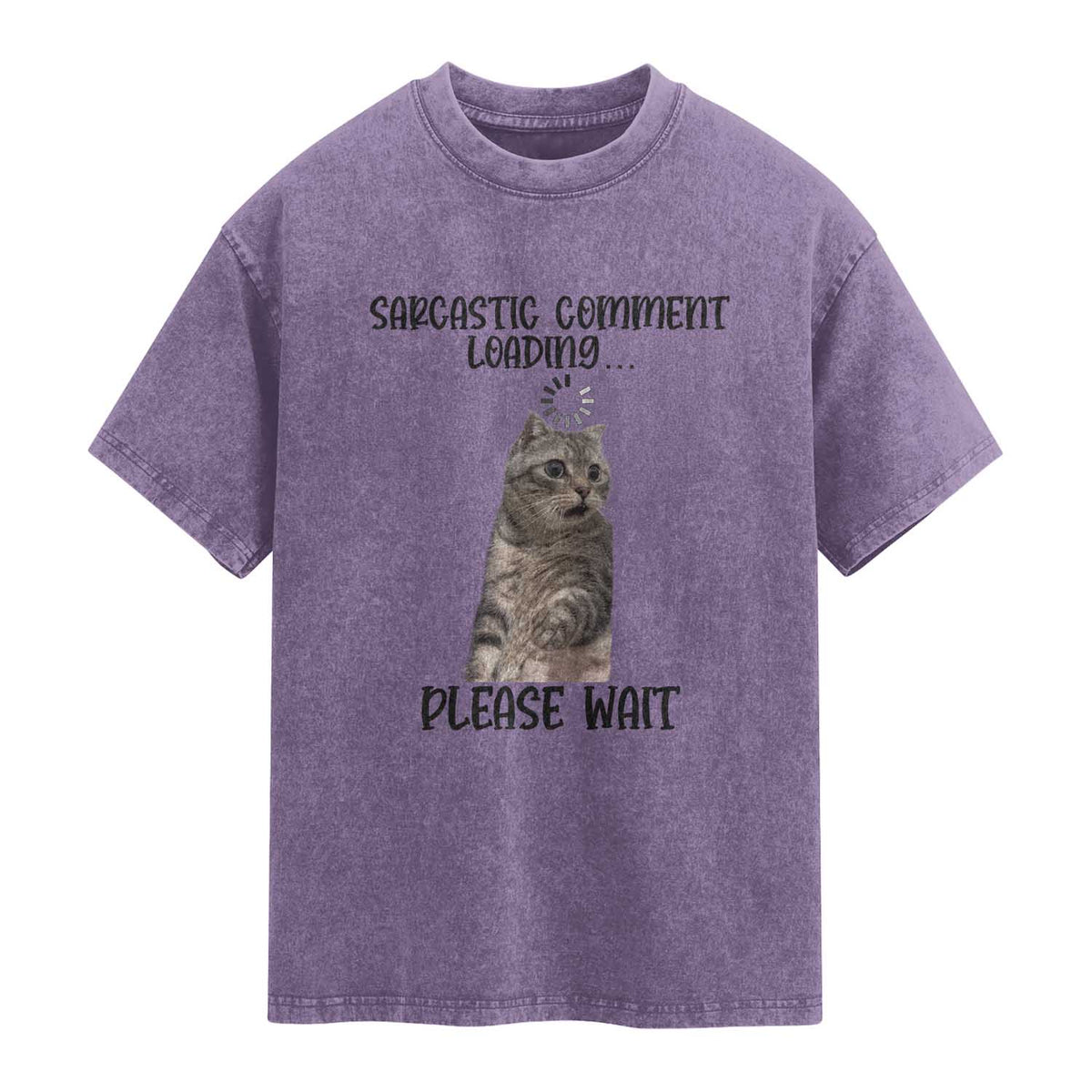 Funny Cat Meme Sarcastic Washed Cotton T-Shirt Sarcastic Comment Loading
