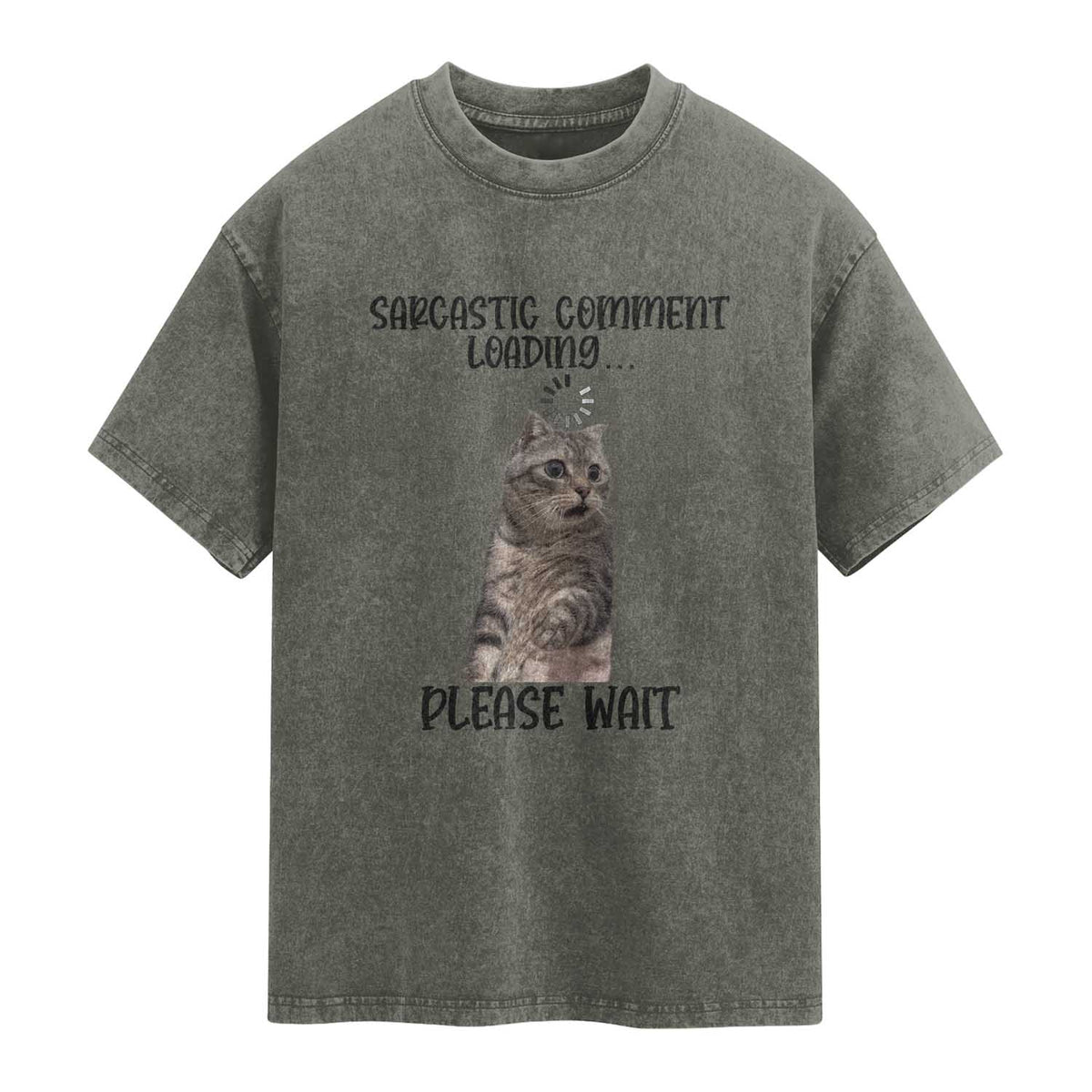 Funny Cat Meme Sarcastic Washed Cotton T-Shirt Sarcastic Comment Loading