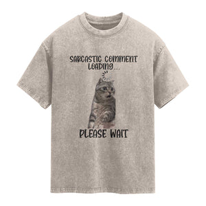 Funny Cat Meme Sarcastic Washed Cotton T-Shirt Sarcastic Comment Loading