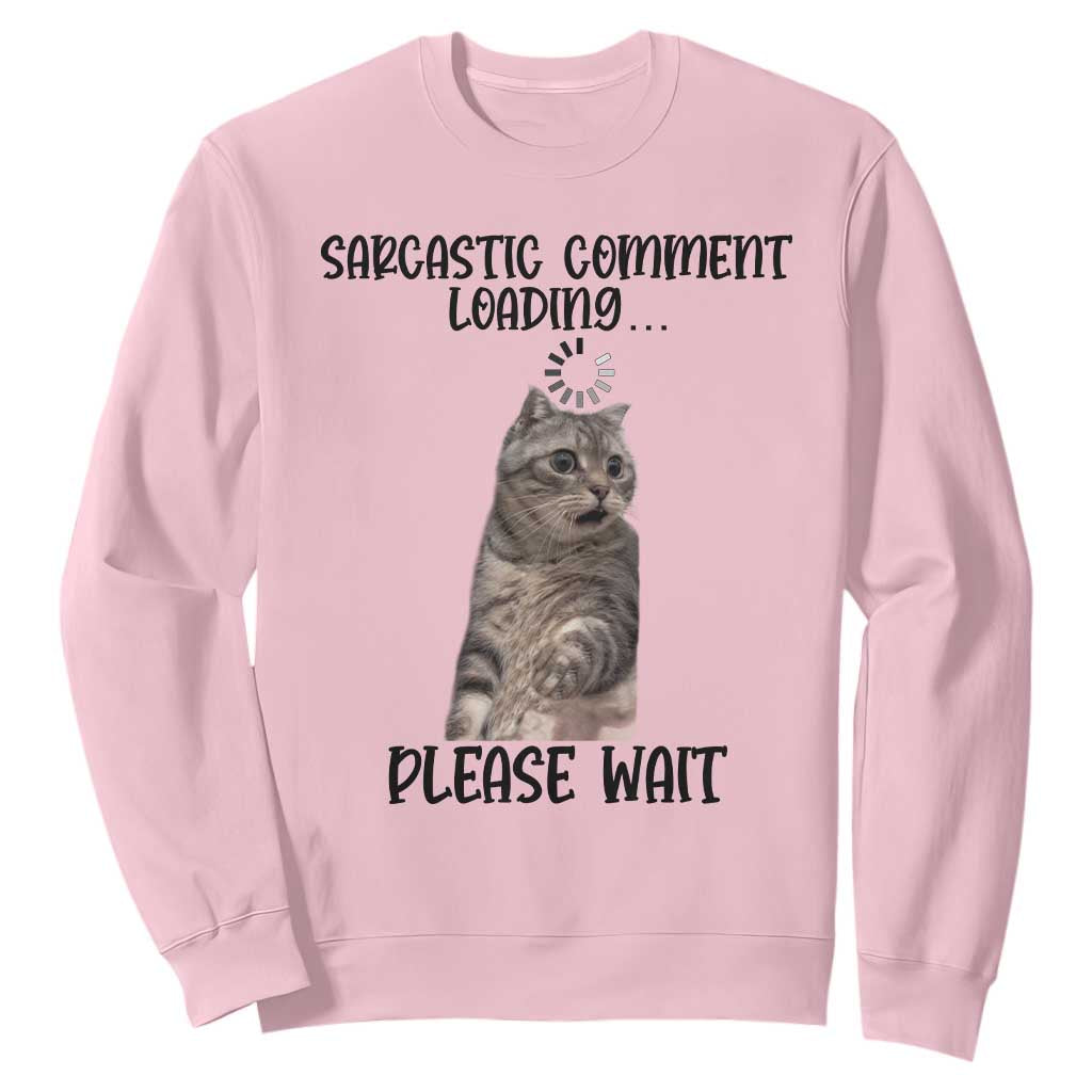 Funny Cat Meme Sarcastic Sweatshirt Sarcastic Comment Loading TS12 Light Pink Print Your Wear