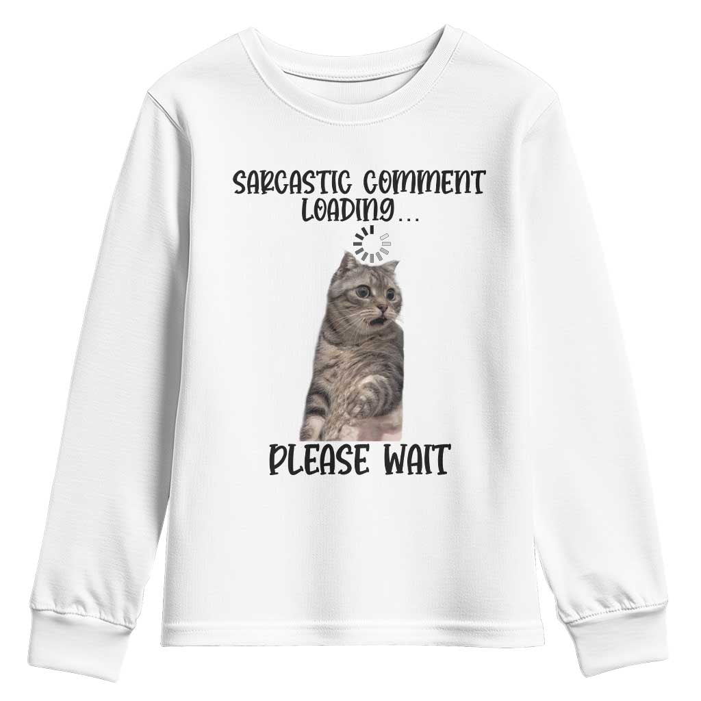 Funny Cat Meme Sarcastic Youth Sweatshirt Sarcastic Comment Loading TS12 White Print Your Wear