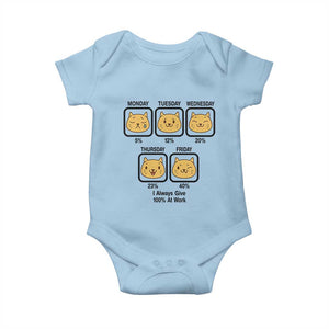 Funny Cat Office Mood Baby Onesie I Always Give 100% At Work Quote TS12 Light Blue Print Your Wear