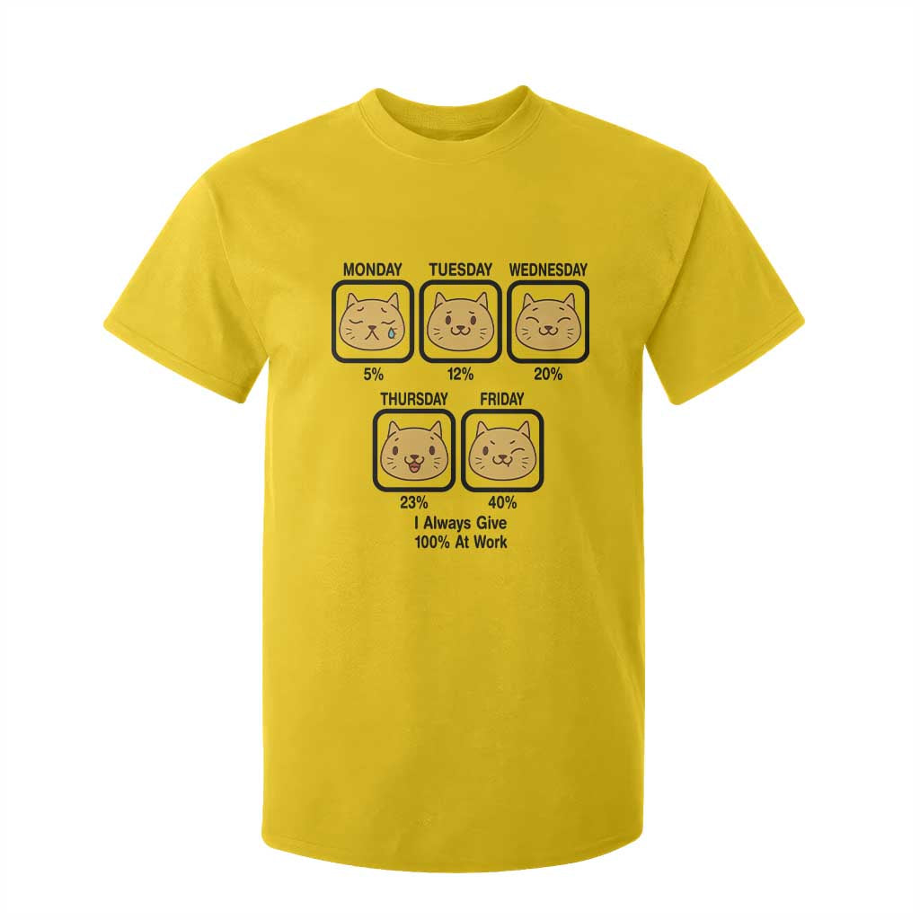 Funny Cat Office Mood T Shirt For Kid I Always Give 100% At Work Quote TS12 Daisy Print Your Wear