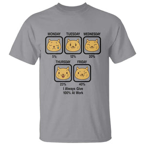 Funny Cat Office Mood T Shirt I Always Give 100% At Work Quote TS12 Sport Gray Print Your Wear